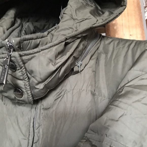 Ellen Tracy Olive Green Midi Puffer Coat - Picture 6 of 6